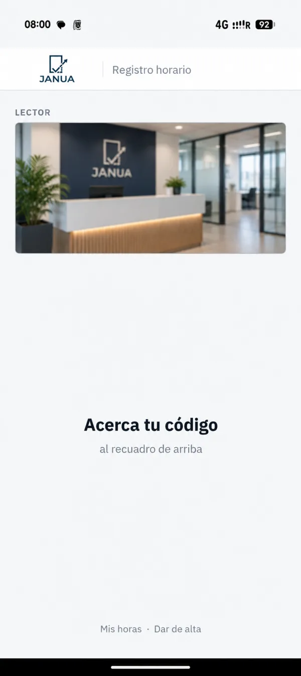 Janua: lector QR en la tablet de la entrada